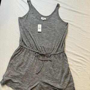 Lou & Grey Gray Romper with draw string - Medium - NWT